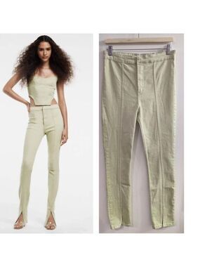 NWT Zara | Split-hem Skinny Jeans in Light Green